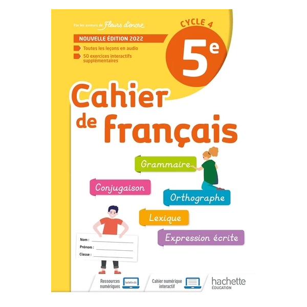 CAHIER DE FRANCAIS CYCLE 4/5E - CAHIER D'ACTIVITES - ED. 2022